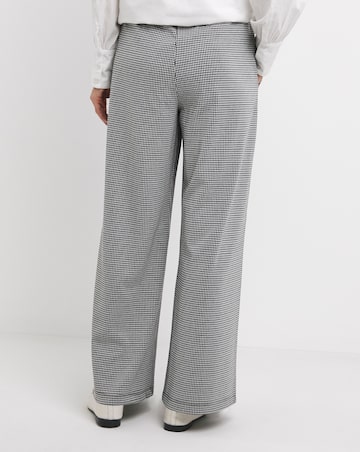 Houndstooth Stretch Ponte Pull On Wide Leg Trouser