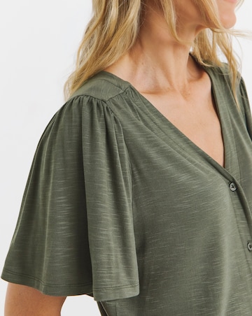 Button Front Angel Sleeve Top