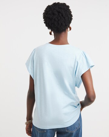 Pure Cotton Broderie Trim Frill Sleeve Top