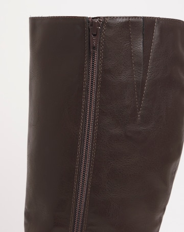 Eden Buckle Detail Knee High Boots Wide E Fit Super Curvy Calf