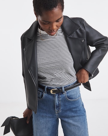 Black Faux Leather Relaxed Biker Jacket
