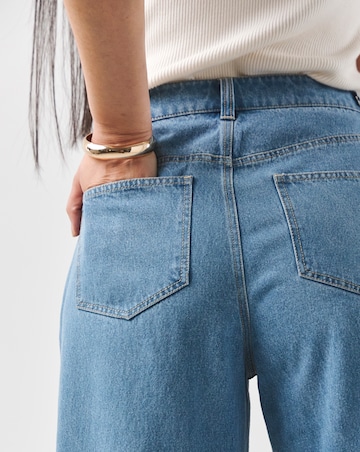 Light Blue Pleat Front Wide Leg Jeans