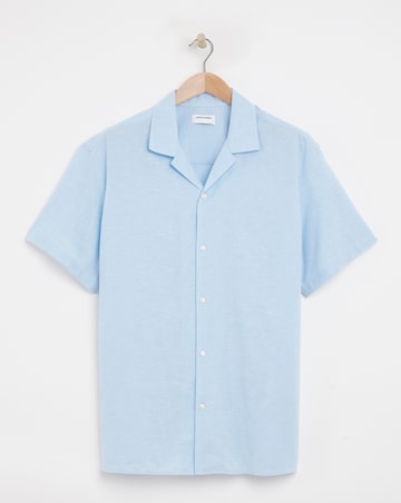 Jack & Jones Breeze Linen Blend Resort Shirt - Blue
