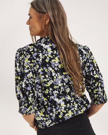 Printed Frill Trim Top