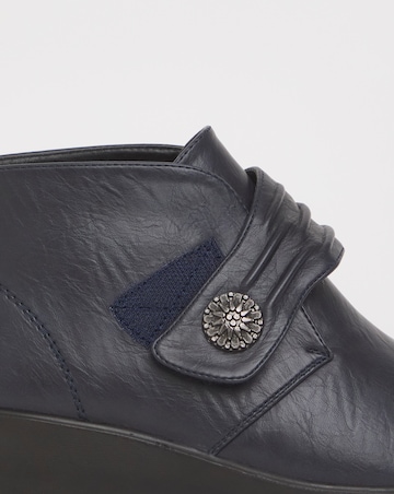 Cushion Walk Touch & Close Ankle Boot with Button Detail Wide E Fit