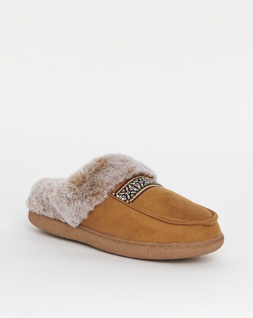 Cushion Walk Faux Fur Cosy Stitch Slippers EEE Fit