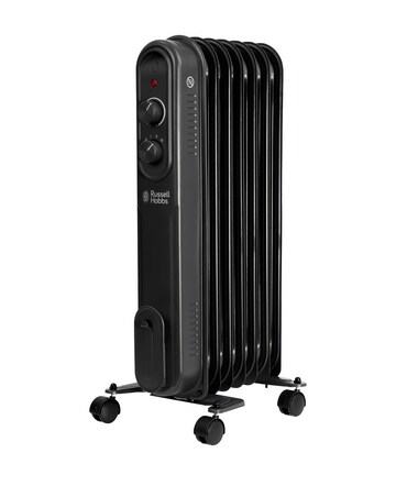 Russell Hobbs Matte Black 1.5kW 7 Fin Round Fin Oil Filled Radiator