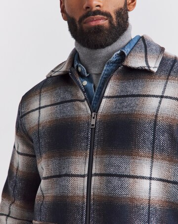 Faux Wool Check Zip Detail Shacket