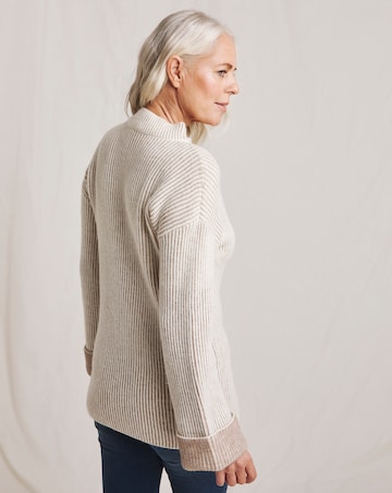 Julipa Beige Ribbed Henley Jumper