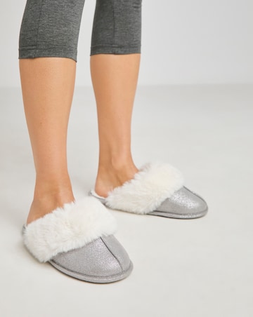 Elyse Faux Fur Mule Slippers Extra Wide EEE Fit