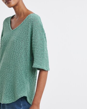 Popcorn Yarn V-neck Short Sleeve Top