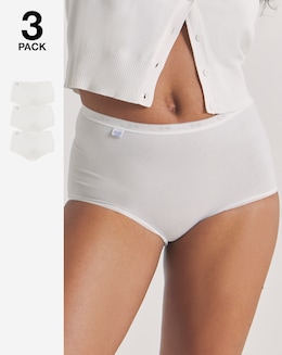 Sloggi (3 Pack) Cotton Basic Maxi Knickers, Black, Skintone or White