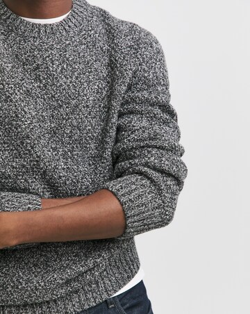 Grey Twist Wool Blend Crew Neck Jumper