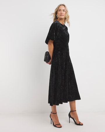 Crushed Velvet Midi Tea Dress