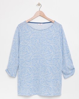 Julipa Ruched Sleeve Boat Neck T-Shirt