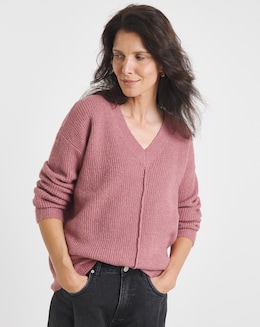 Cosy Yarn Rose V Neck Jumper