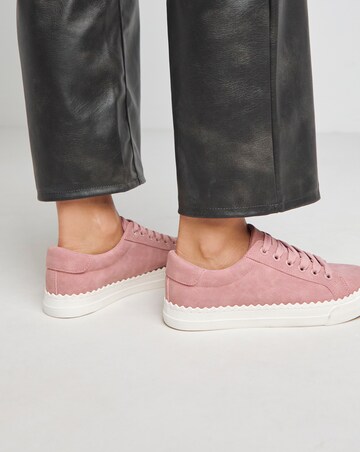 Janey Scalloped Edge Lace Up Trainer - Wide Fit (E)