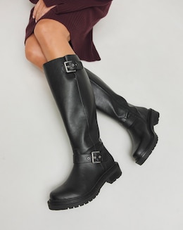 Eden Buckle Detail Knee High Boots - Wide Fit (E) &amp; Curvy Calf