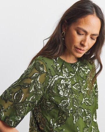 Joanna Hope Floral Sequin Top