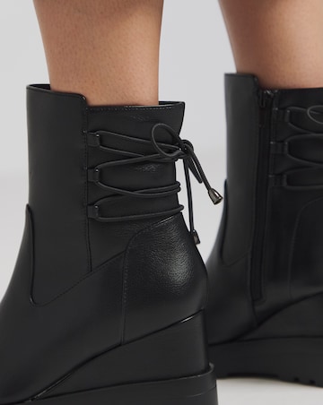 Frankie Lace Back Detail Wedged Ankle Boots Extra Wide EEE Fit