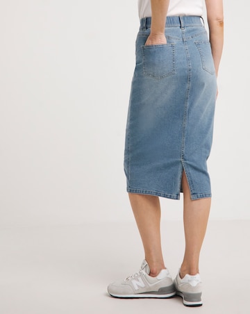 24/7 Blue Midi Denim Skirt