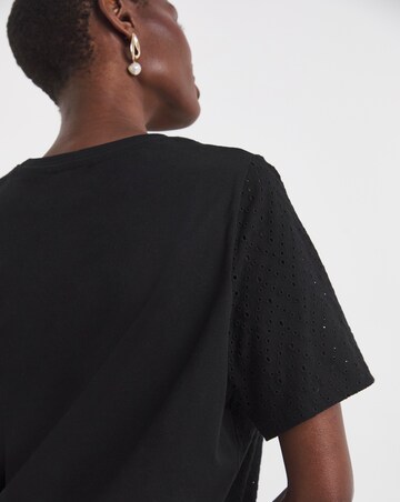 Pure Cotton Crew Neck Broderie Short Sleeve T-Shirt