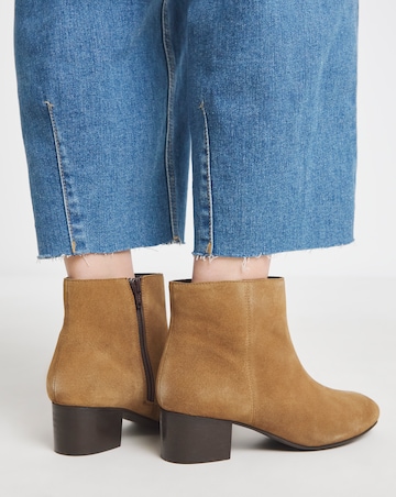 Chiba Suede Low Block Heel Ankle Boot - Extra Wide Fit (EEE)