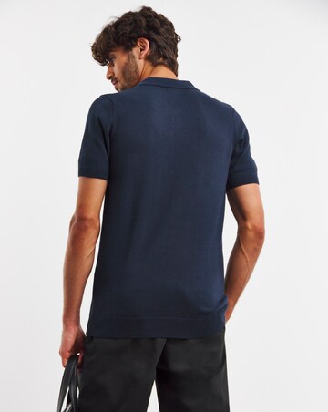 Navy Cotton Short Sleeve Knit Polo