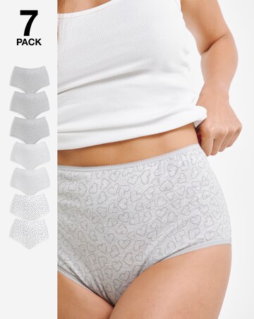 Pretty Secrets (7 Pack) Cotton Full Fit Brief Knickers Heart Print