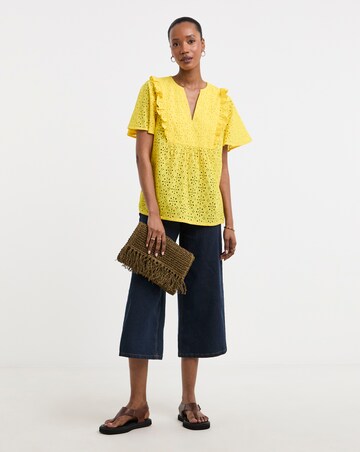 Pure Cotton Broderie Frill Jersey Back Top
