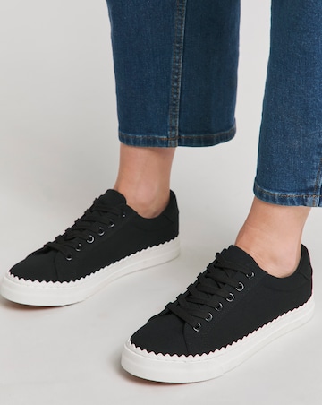 Janey Scalloped Edge Lace Up Trainer Wide E Fit