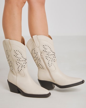 Daytona Leather Western Mid Calf Boots - Wide Fit (E) & Standard Calf