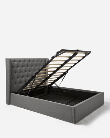 Allegra Winged Fabric Ottoman Bed with 3 Layer Memory Foam Hybrid Mattress
