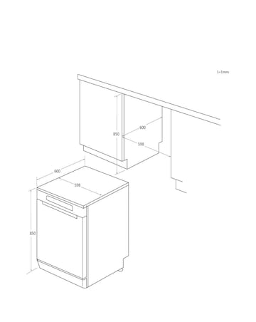 Hoover H-Dish 500 HF 4B7F0W-80 14 Place, Full Size WiFi Dishwasher - White