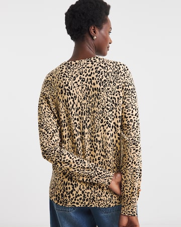 Animal Print Crew Neck Cardigan