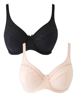 Pretty Secrets (2 Pack) Sally Minimiser Full Cup Wired Bras (C-H) Almond/Black