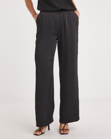 Black Satin Wide Leg Trousers