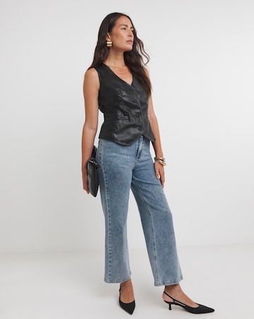 Faux Leather Button Front Waistcoat