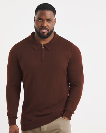 Burgundy Merino Wool Long Sleeve Zip