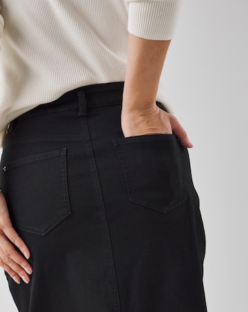 Black High Waist Super Soft Denim Maxi Skirt
