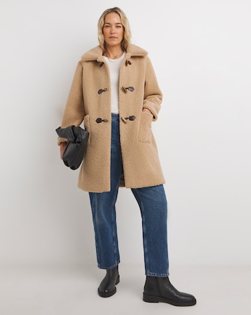 Camel Collared Duffle Teddy Mid Length Coat