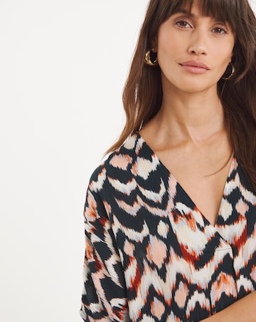 Textured Crinkle Kaftan Overhead Midi Dress