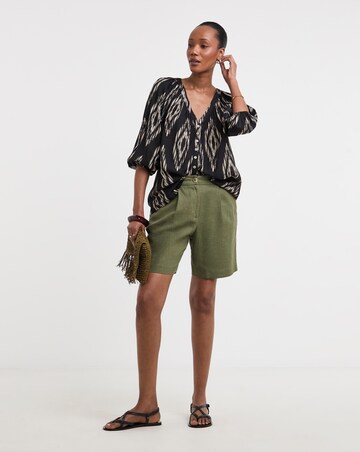 Collarless Button Through Blouse
