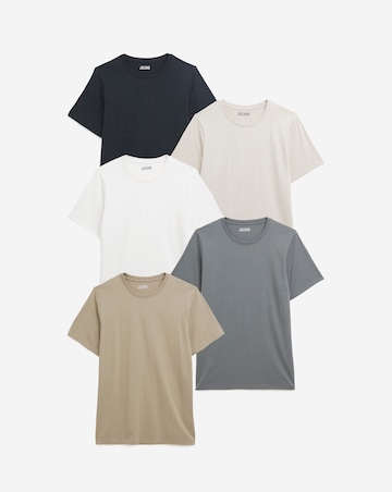 5 Pack Multi Crew T-Shirts Long Length