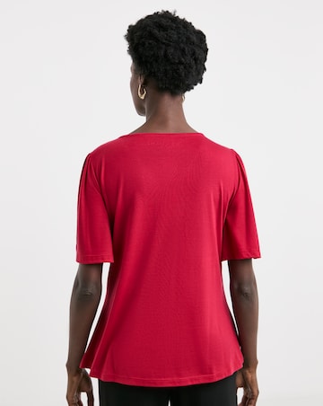 Rose Pink V Neck Angel Sleeve Top