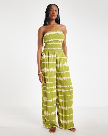 Shirred Bandeau Beach Jumpsuit