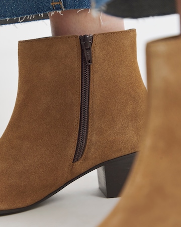 Chiba Suede Low Block Heel Ankle Boot - Extra Wide Fit (EEE)
