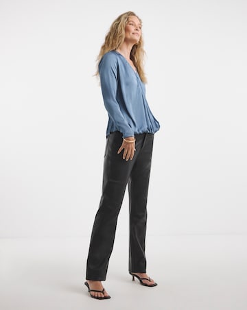 Satin Wrap Drape Blouse