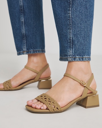 Lunar Woven Low Block Heel Sandals - Extra Wide Fit (EEE)