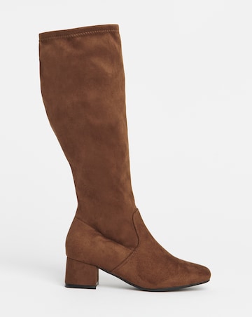 Claudia Block Heel Knee Boots - Extra Wide Fit (EEE) Super Curvy/Curvy Plus Calf